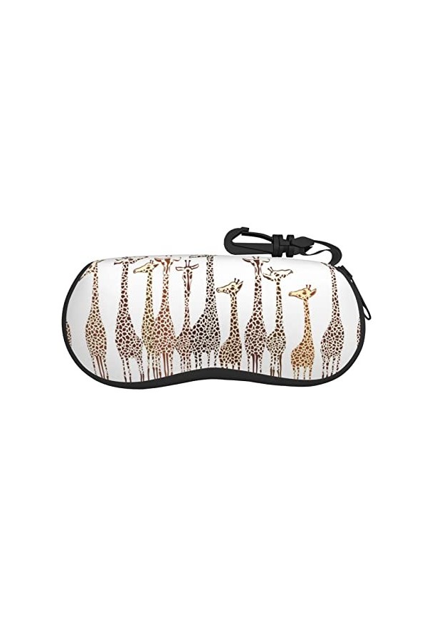 XIACHUANGSM Étui à lunettes en néoprène doux et portable avec boucle de randonnée Motif girafes sauvages, Noir , taille uniqu