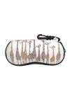 XIACHUANGSM Étui à lunettes en néoprène doux et portable avec boucle de randonnée Motif girafes sauvages, Noir , taille uniqu