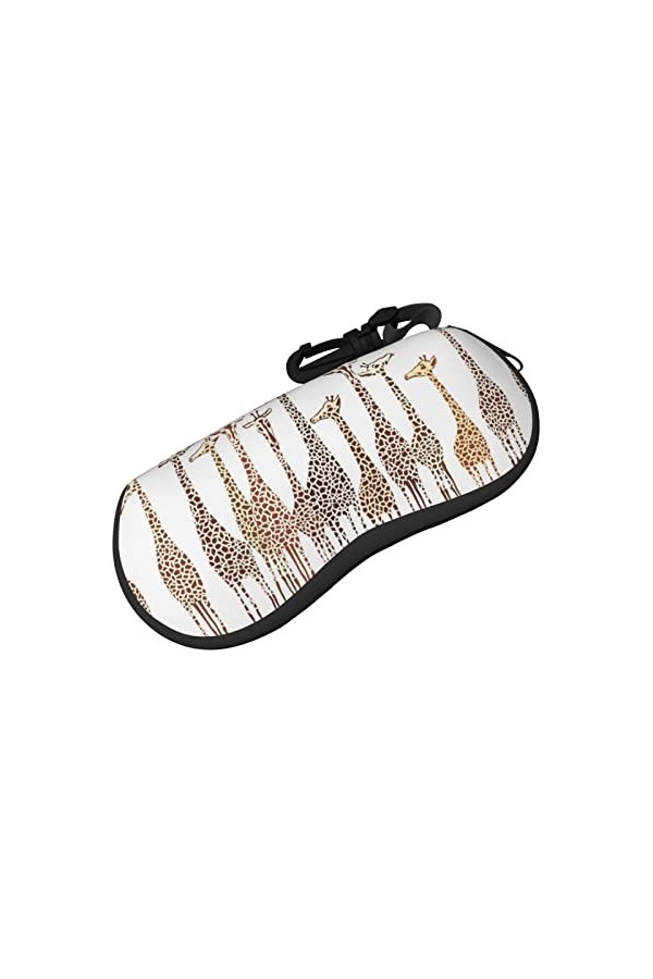 XIACHUANGSM Étui à lunettes en néoprène doux et portable avec boucle de randonnée Motif girafes sauvages, Noir , taille uniqu