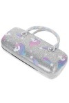 KALLORY 2Pcs Portable À Lunettes Licorne À Lunettes Lunettes De Soleil Pochette Avec Poignée Licorne Lunettes Pochette Lunett