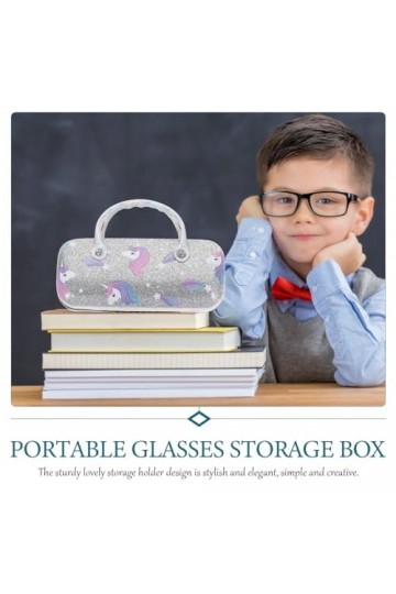 KALLORY 2Pcs Portable À Lunettes Licorne À Lunettes Lunettes De Soleil Pochette Avec Poignée Licorne Lunettes Pochette Lunett