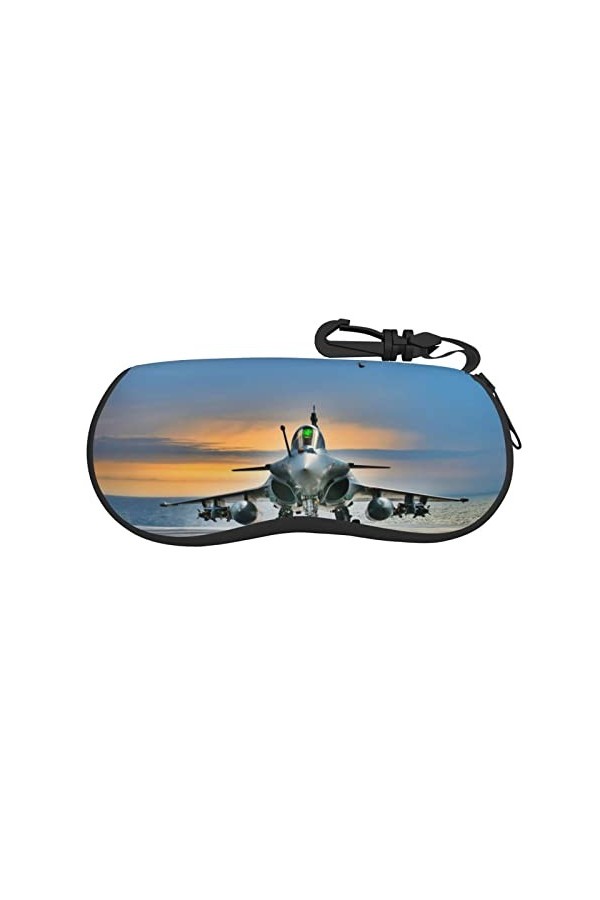 XIACHUANGSM Étui à lunettes en néoprène doux et portable avec boucle de randonnée Motif avion, Noir , taille unique
