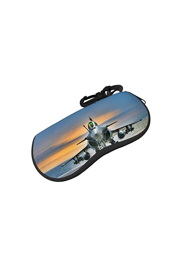 XIACHUANGSM Étui à lunettes en néoprène doux et portable avec boucle de randonnée Motif avion, Noir , taille unique