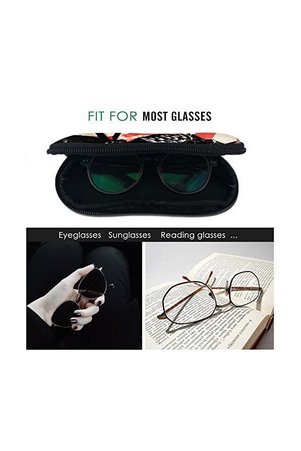 Étui à lunettes portable pour homme et femme avec fermeture éclair et mousqueton