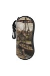 Étui à lunettes portable pour homme et femme, motif bateau viking, fermeture éclair avec mousqueton