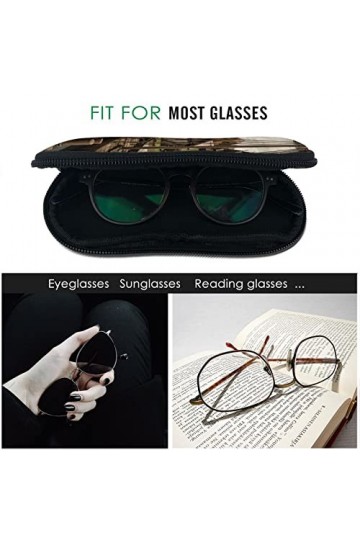 Étui à lunettes portable pour homme et femme, motif bateau viking, fermeture éclair avec mousqueton