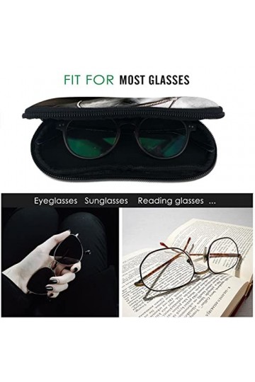 Étui à lunettes portable pour homme et femme avec fermeture éclair et mousqueton Blanc