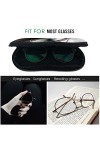 Étui à lunettes portable pour homme et femme avec fermeture éclair et mousqueton Blanc