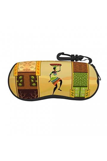XIACHUANGSM Étui à lunettes en néoprène doux et portable avec boucle de randonnée Motif femme africaine, Noir , taille unique