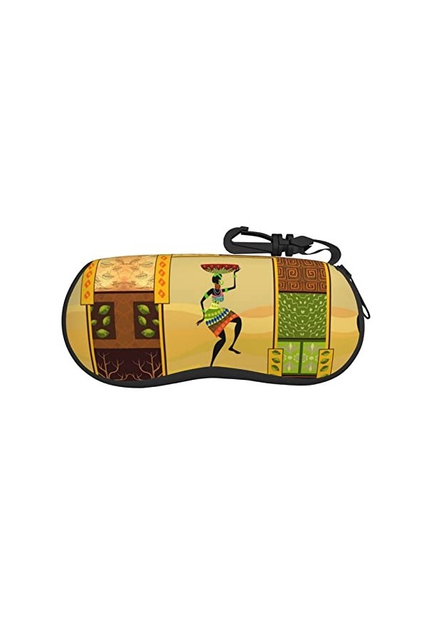 XIACHUANGSM Étui à lunettes en néoprène doux et portable avec boucle de randonnée Motif femme africaine, Noir , taille unique