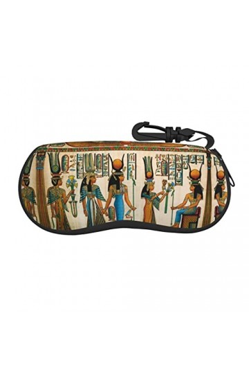 XIACHUANGSM Étui à lunettes en néoprène doux et portable avec boucle de randonnée pour femme dans lÉgypte ancienne, Noir , t