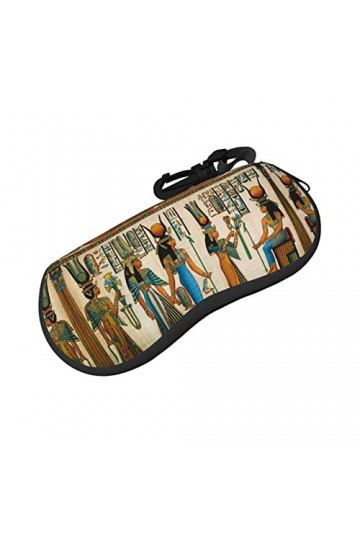 XIACHUANGSM Étui à lunettes en néoprène doux et portable avec boucle de randonnée pour femme dans lÉgypte ancienne, Noir , t