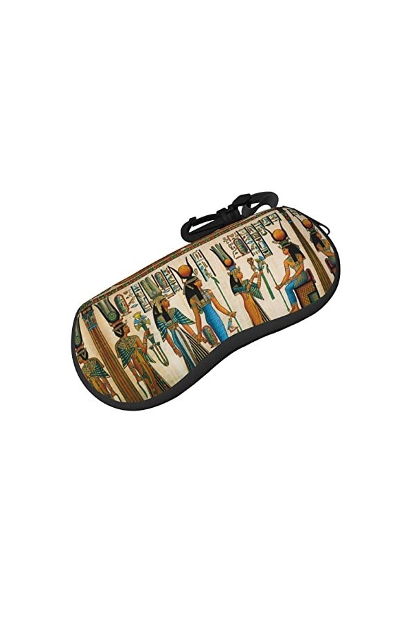 XIACHUANGSM Étui à lunettes en néoprène doux et portable avec boucle de randonnée pour femme dans lÉgypte ancienne, Noir , t