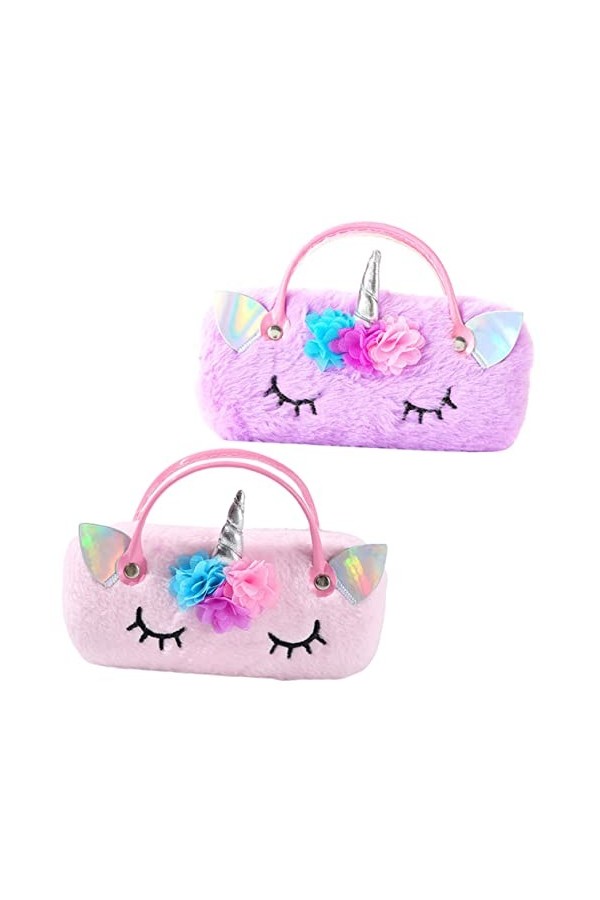 GLSTOY 2 Pièces à Lunettes Licorne Rigide Pour Lunettes Pochette à Lunettes à Lunettes Rigide à Lunettes Souple Bourse Peluch