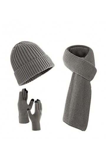 Villand Lot de 3 Chapeaux écharpe avec Gants à écran Tactile pour Homme et Femme, Ensemble Unisexe pour Temps Froid avec Doub