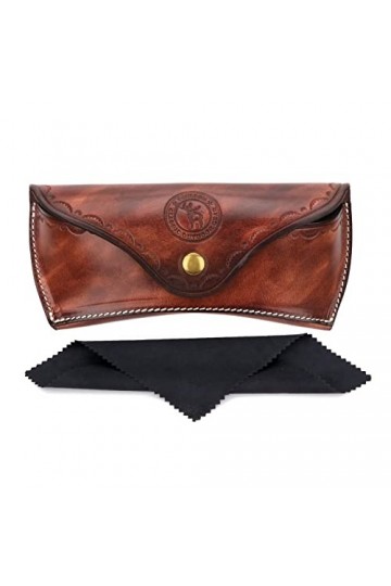 Tourbn Étui à lunettes unisexe en cuir de luxe rigide pour lunettes de lecture et lunettes de soleil Marron 18 x 8 x 4,5 cm, 