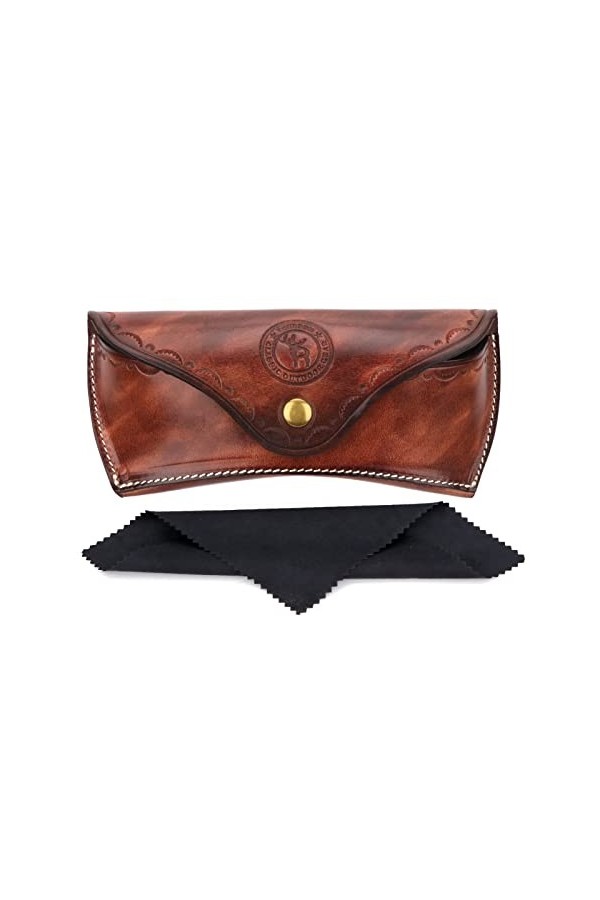 Tourbn Étui à lunettes unisexe en cuir de luxe rigide pour lunettes de lecture et lunettes de soleil Marron 18 x 8 x 4,5 cm, 