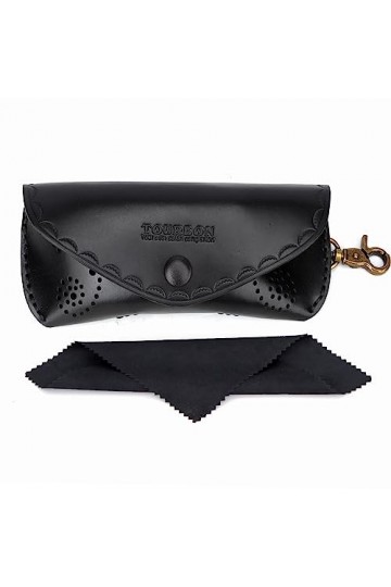 Tourbn Étui à lunettes de lecture rigide en cuir unisexe, Noir , 16*6.5cm