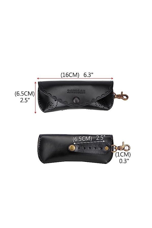 Tourbn Étui à lunettes de lecture rigide en cuir unisexe, Noir , 16*6.5cm