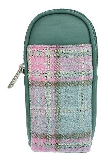 Mala Leather Abertweed Collection 572_40 Étui à lunettes en cuir et tweed, forêt Vert - 572_40