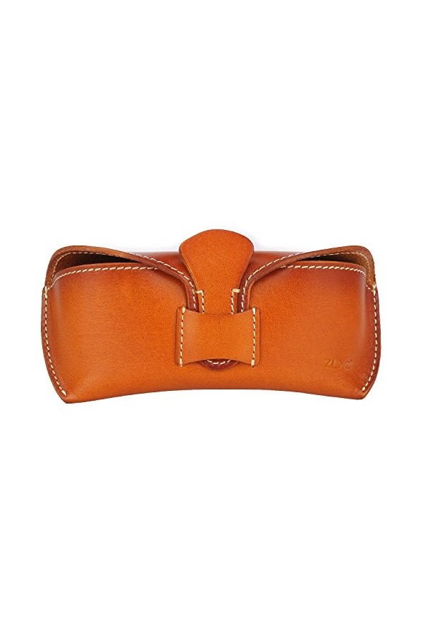 ZLYC Sac Unisexe faite à la main en cuir collection étui à lunettes rigide Étui rigide pour lunettes de soleil en Cuir de Col