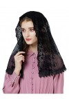 BEAUTELICATE Voile Déglise Mantille Catholique Foulard L’écharpe En Dentelle Pour Messe Latin Prier Ceremonie Mariage D Form