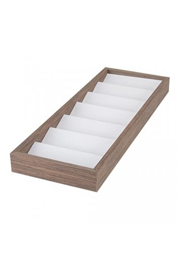 harayaa 7 Fentes En Bois Lunettes de Rangement Organisateur Lunettes étagère Velours Moderne