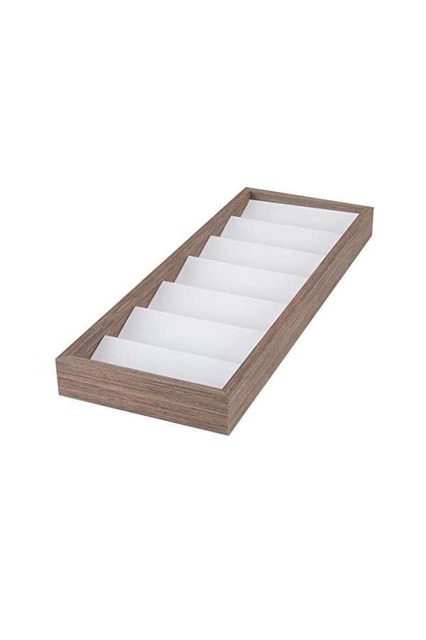 harayaa 7 Fentes En Bois Lunettes de Rangement Organisateur Lunettes étagère Velours Moderne