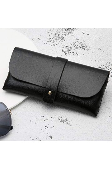 Almabner Étui à Lunettes Anti-Rayures en Similicuir Souple avec Fermoir, Noir, Taille Unique