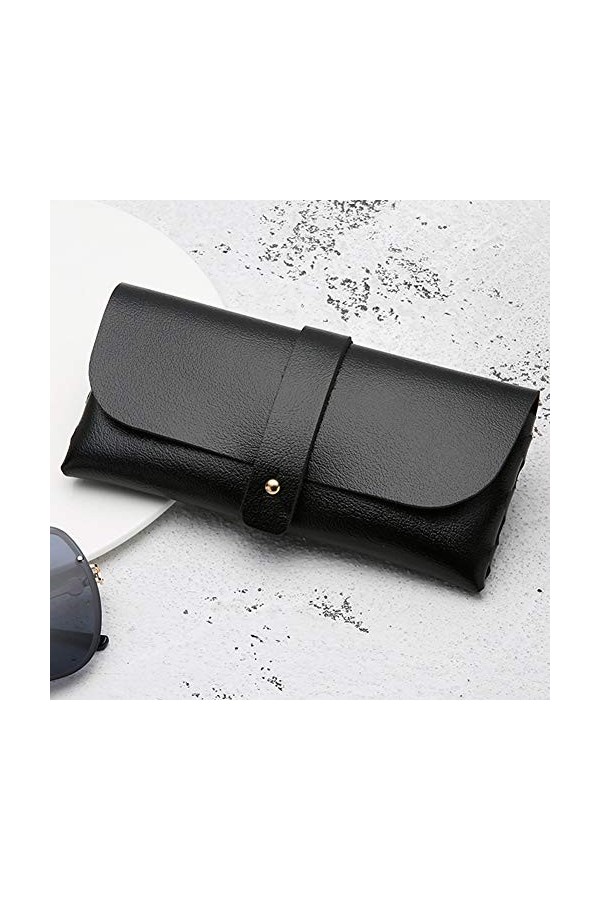 Almabner Étui à Lunettes Anti-Rayures en Similicuir Souple avec Fermoir, Noir, Taille Unique