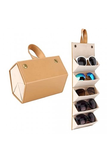 Cokritsm 5 Compartiments Rangement Lunette, Portable BoîTe à Lunettes, ÉTui Lunettes Souple Femme, BoîTe de Rangement Pliable