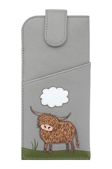 Mala Leather Bella Collection 5148_33 Étui à lunettes en cuir souple et fin, gris, taille unique