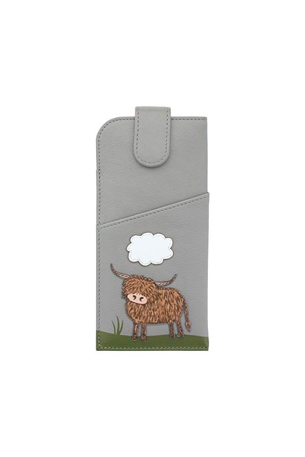 Mala Leather Bella Collection 5148_33 Étui à lunettes en cuir souple et fin, gris, taille unique