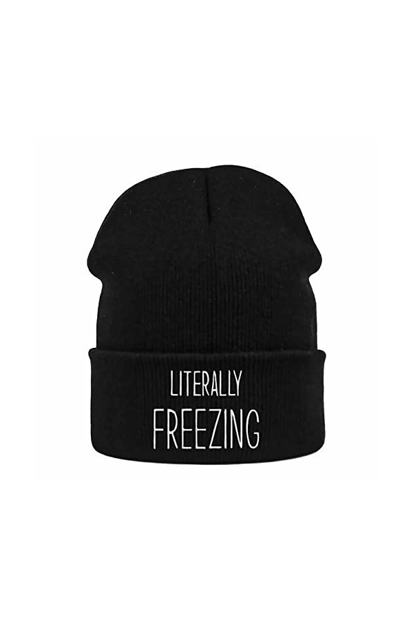 Bonnet dhiver pour homme et femme Literally Freezing - En tricot souple - Avec revers - Unisexe - Chaud - Doux - Pour maman,