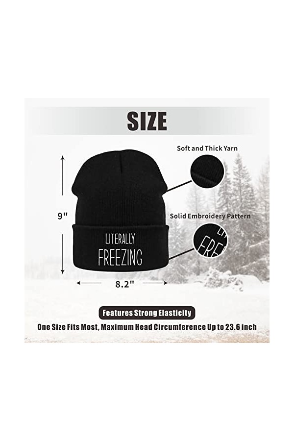 Bonnet dhiver pour homme et femme Literally Freezing - En tricot souple - Avec revers - Unisexe - Chaud - Doux - Pour maman,