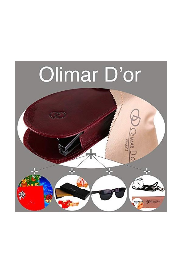 Olimar Dor - Idée Cadeau Noel/étui à Lunettes, Cuir véritable, 18 x 7 cm + Accessoires + Lunettes