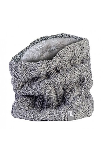 HEAT HOLDERS - Femme Chaud Tricot Cache Cou Snood avec Polaire pour Hiver Taille unique, Gris clair 
