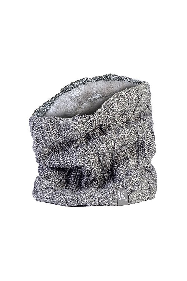 HEAT HOLDERS - Femme Chaud Tricot Cache Cou Snood avec Polaire pour Hiver Taille unique, Gris clair 