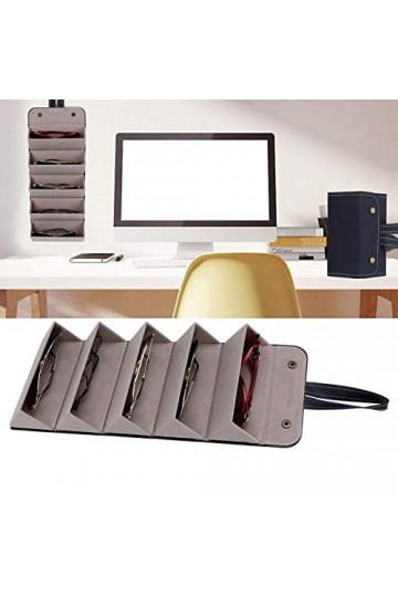 HOLPPO Boîte À Lunettes Soleil À 5 ​​Emplacements,Organisateur Lunettes Soleil en Couche Extérieure en PU Durable,Design Plia