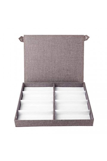 MHBY Boîte de Rangement pour Lunettes de Soleil, 8 Fentes, Stockage de Lunettes en Lin de Haute qualité, Grande capacité, boî
