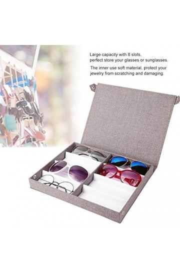 MHBY Boîte de Rangement pour Lunettes de Soleil, 8 Fentes, Stockage de Lunettes en Lin de Haute qualité, Grande capacité, boî