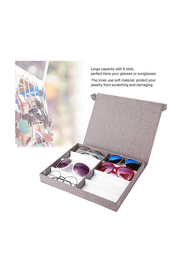 MHBY Boîte de Rangement pour Lunettes de Soleil, 8 Fentes, Stockage de Lunettes en Lin de Haute qualité, Grande capacité, boî