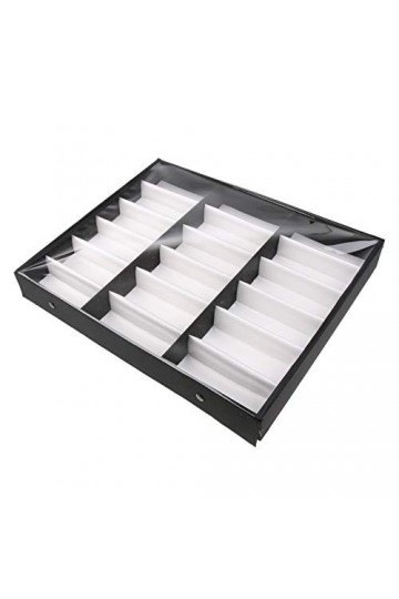 CLSMYLFB Boîte de rangement pour lunettes de soleil avec 18 compartiments en bois noir