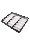 CLSMYLFB Boîte de rangement pour lunettes de soleil avec 18 compartiments en bois noir