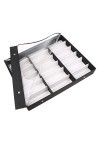 CLSMYLFB Boîte de rangement pour lunettes de soleil avec 18 compartiments en bois noir