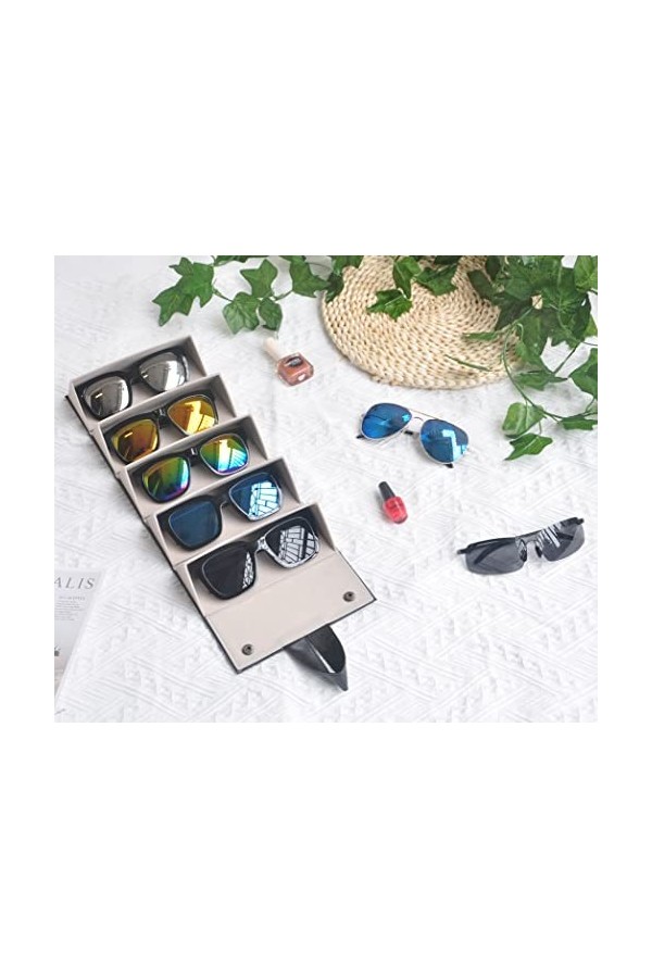 Boîte de rangement portable pour lunettes de soleil avec 5 fentes pliables pour plusieurs lunettes, Noir , taille unique