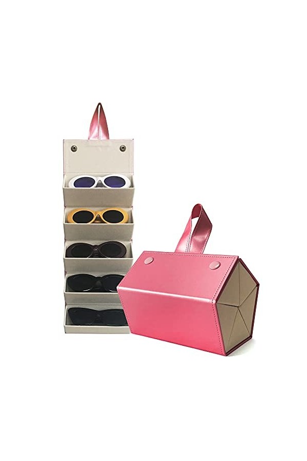 Longjet Organiseur de lunettes de soleil 5 emplacements Étui à lunettes de voyage pour plusieurs paires de lunettes Boîte de 