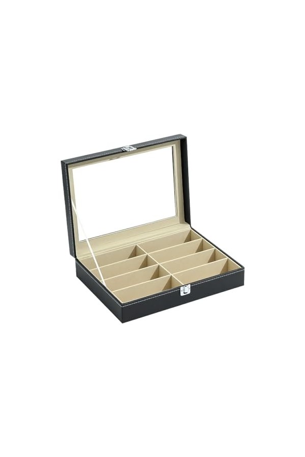 DSOUWEH Étui à lunettes avec couvercle, en cuir, résistant rayures et chocs, présentoir de lunettes de soleil, boîte de range