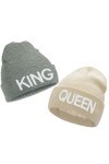 Gkmamrg Bonnet dhiver en tricot pour couple de Noël - King Queen - Gris et beige, Noir , 50-58