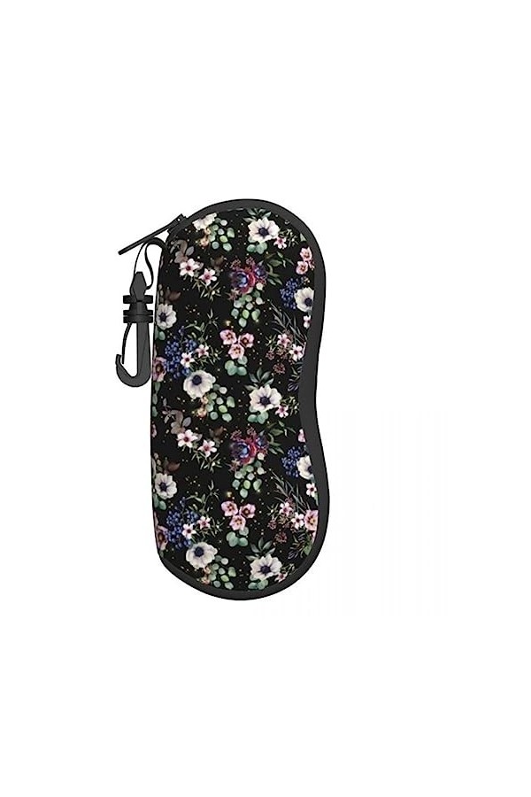 AGALUS Étui À Lunettes Vertical À Imprimé Floral Élégant Poche De Roses Rouges Pochette De Lunettes De Soleil Personnalisée A